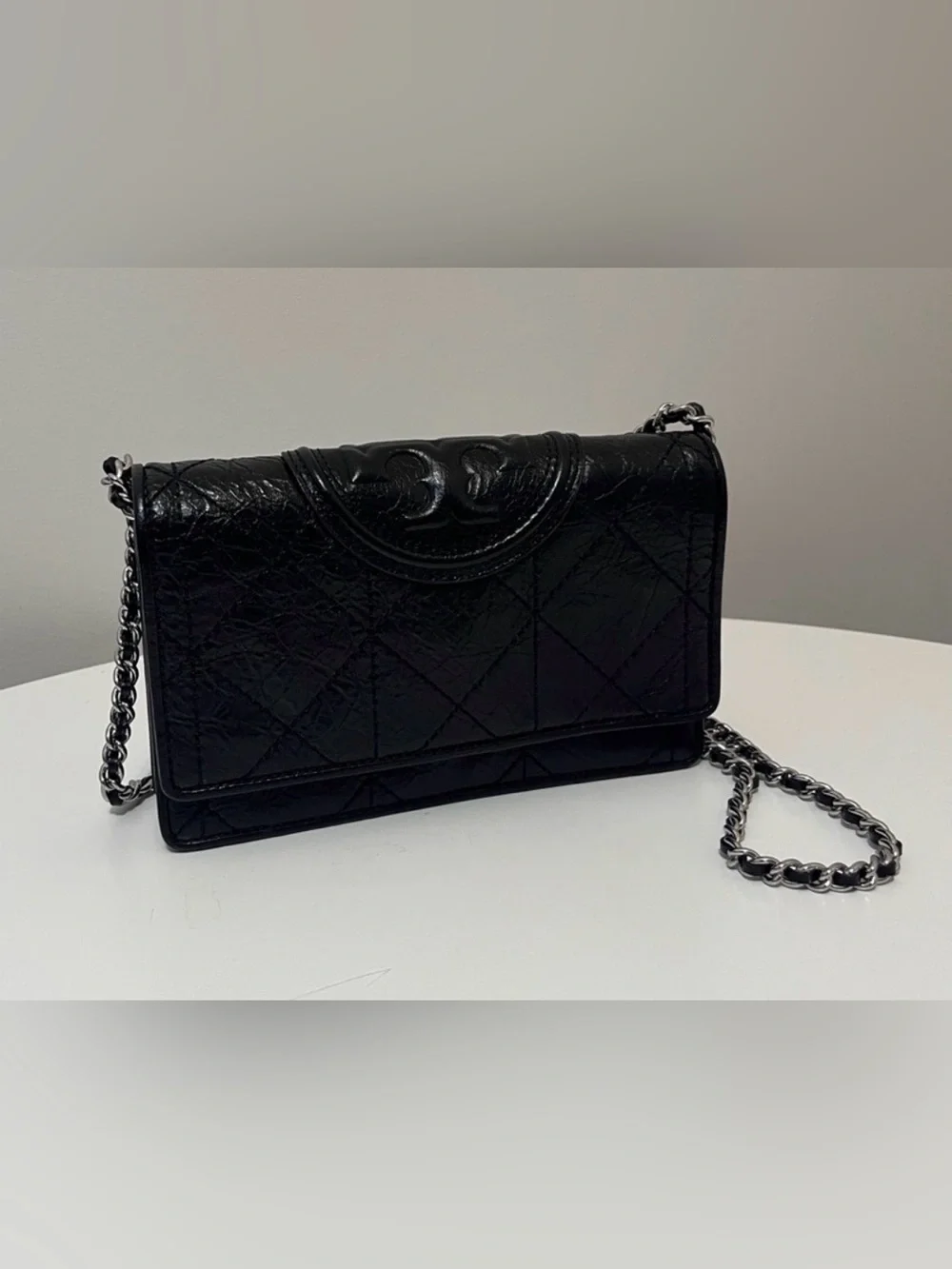 Tory Burch Black Fleming Leather Wallet Crossbody Bag